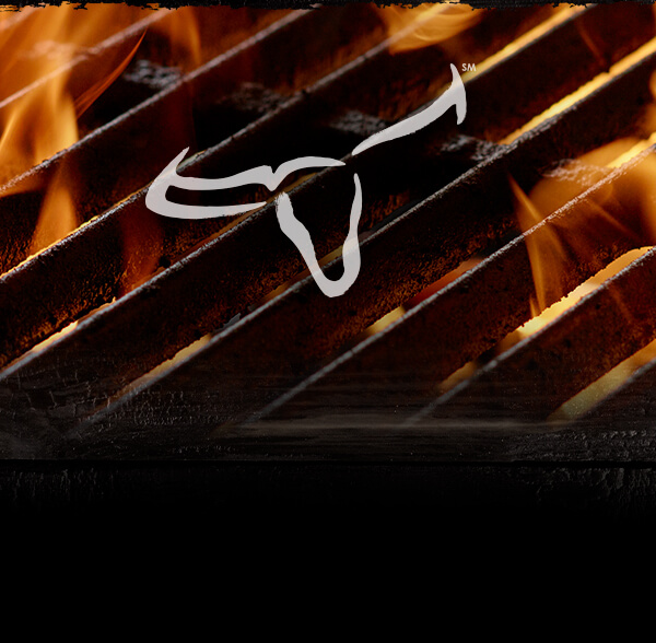 A flaming grill with the LongHorn logo.
